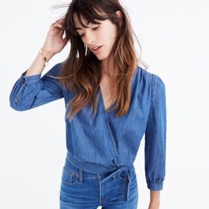 MADEWELL Denim Wrap Top | XS